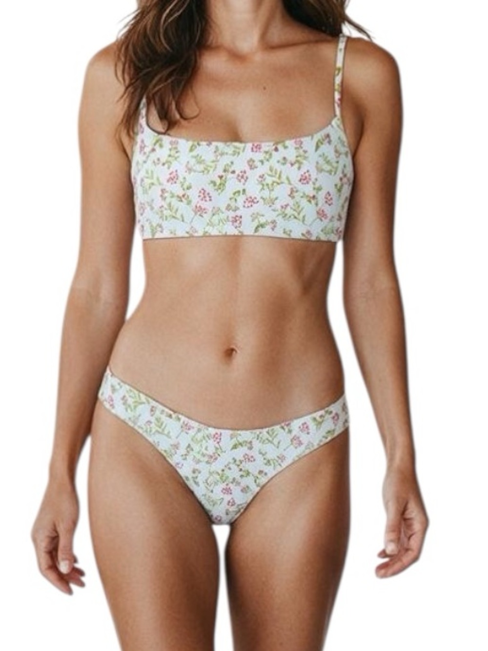 J. Crew Scoopneck Curved Waist Cheeky Bikini Cloud Meadow Floral NWT